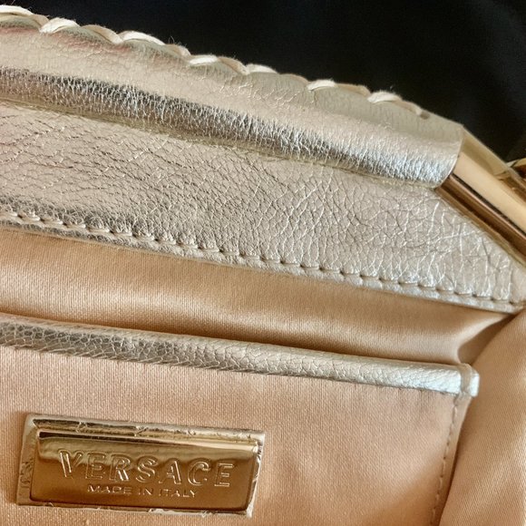 Versace Gold Python Link Frame Bag - Picture 7 of 8